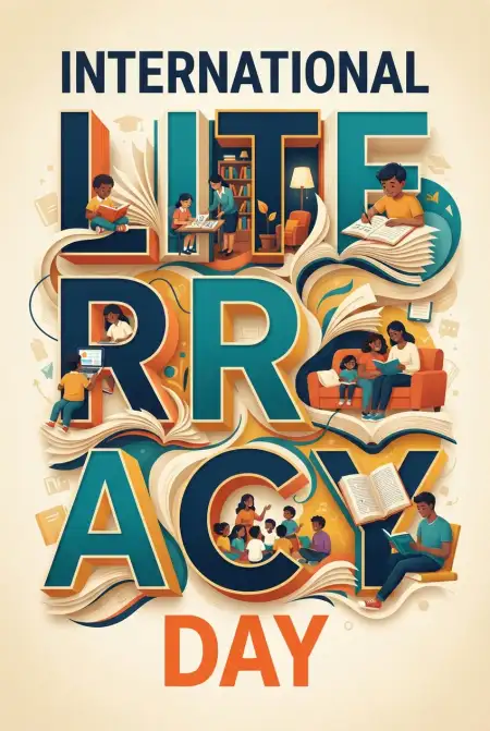 Free International Literacy Day 2026 Reading Poster Background Image Download