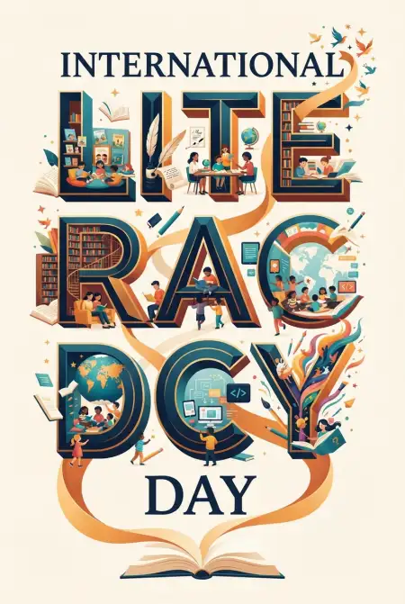 Free International Literacy Day 2026 Reading Quotes Background Image Download