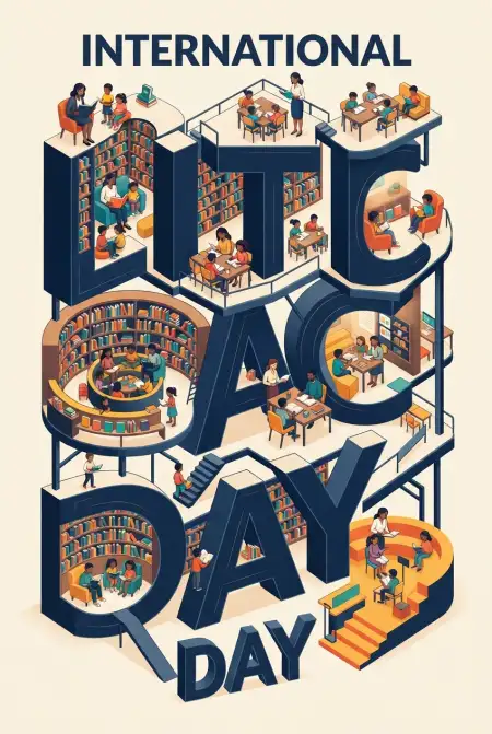 Free International Literacy Day 2026 School Poster Background Image Download