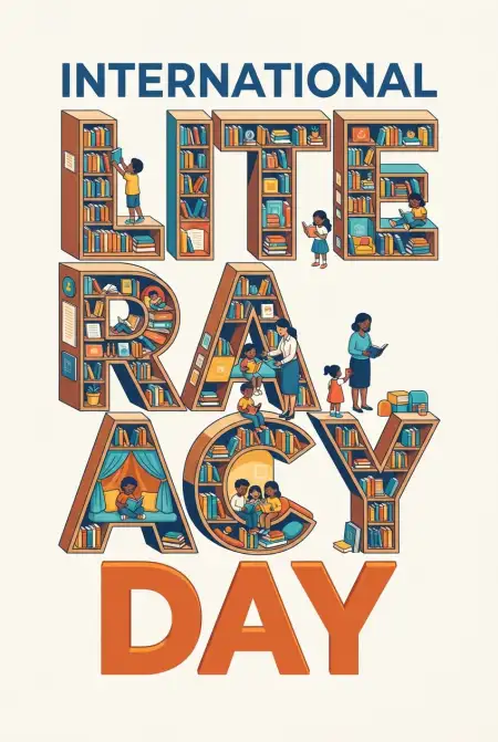 Free International Literacy Day 2026 Text Png Background Image Download