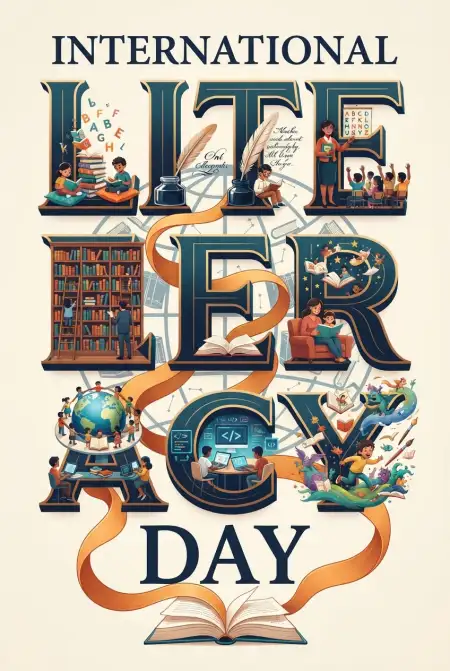 Free International Literacy Day 2026 Theme Poster Background Image Download