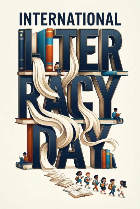 Free International Literacy Day 2026 Typography Design Background Image Download