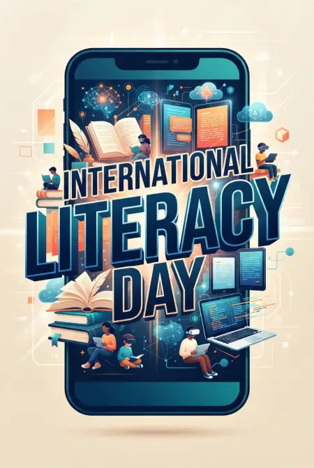 Free International Literacy Day 2026 Whatsapp Greeting Images Background Image Download