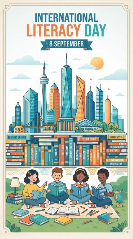 Free International Literacy Day Books And Education Poster Image Download