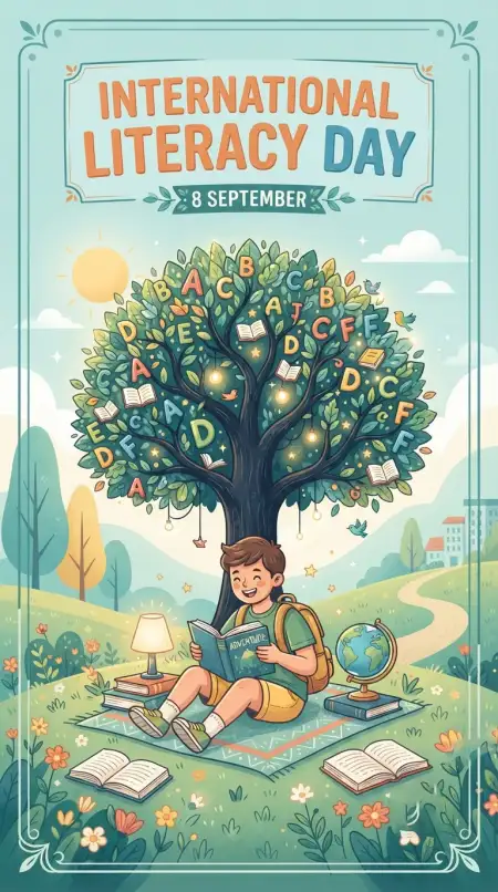 Free International Literacy Day Illustration Image Download