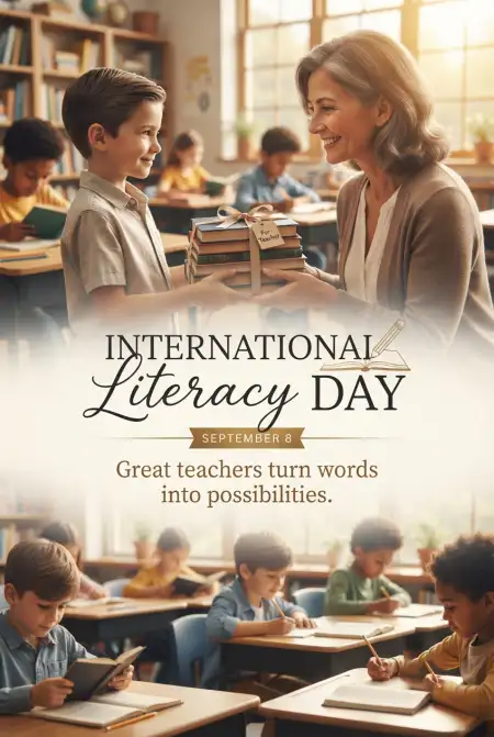 Free International Literacy Day Slogan Poster Image Download
