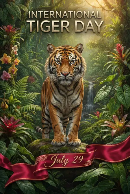 International Tiger Day 2026 Jungle Illustration - Free International Tiger Day 2026 Download
