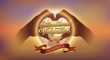Free International Volunteer Day Poster With Earth And Hearts Background Download