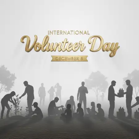 Free International Volunteer Day Social Media Post Captions Background Download