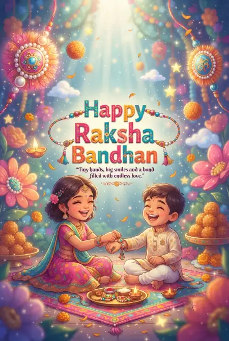 Free Joyful Raksha Bandhan Wishes For Little Ones Image Download