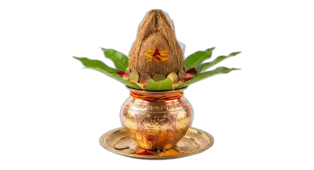 Kalash With Coconut And Gold Coins Png Transparent - Free Golden Puja Kalash With Gold Coins Png Download