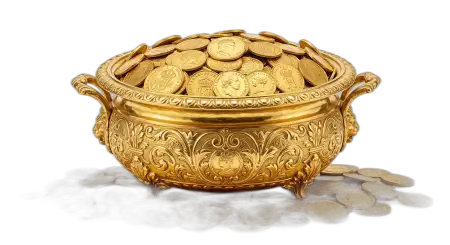 Kalash With Gold Coins Png Hd Download Free - Free Golden Puja Kalash With Gold Coins Png Download