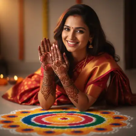 Karva Chauth Mehndi Design For Engagement Look - Free Karva Chauth Mehndi Design Download