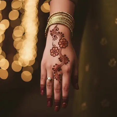 Karva Chauth Mehndi Design With Goddess Motif - Free Karva Chauth Mehndi Design Download