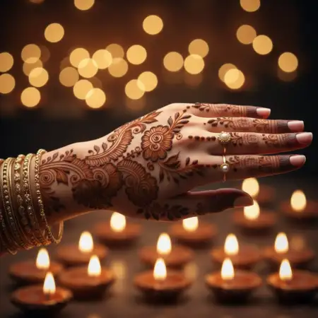Karva Chauth Mehndi Design With Heart Shapes - Free Karva Chauth Mehndi Design Download