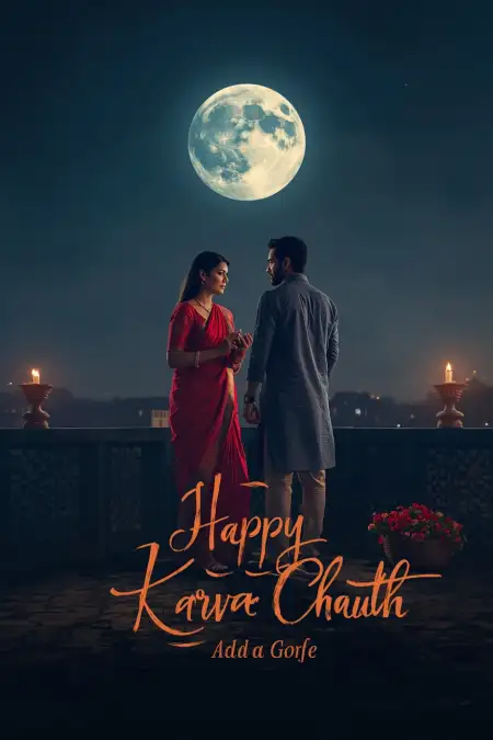 Free Karva Chauth Night View Image With Diya And Moon PNG Image Download