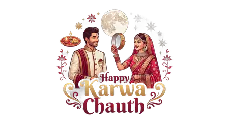 karwa chauth couple flat illustration png