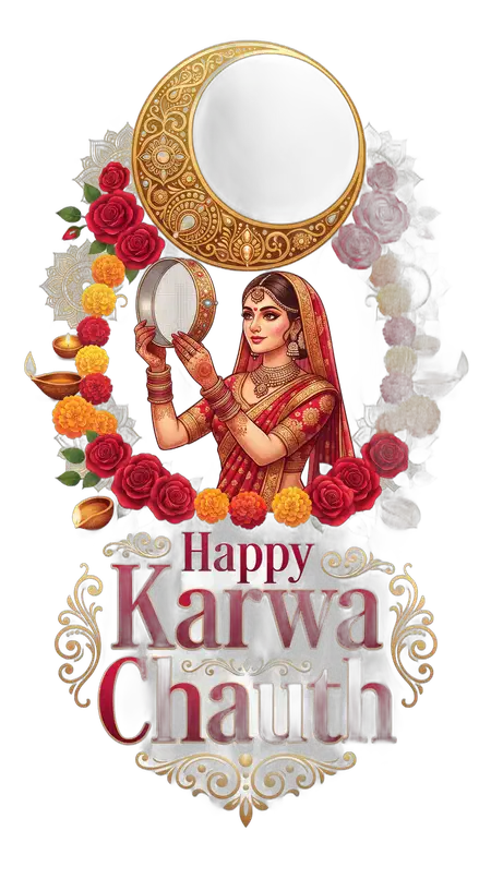 karwa chauth greeting card decoration png - Karwa Chauth Special Greeting Card