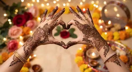 karwa chauth mehndi design with love heart