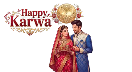 karwa chauth romantic couple holding hands png