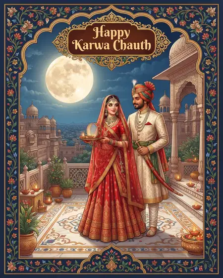 karwa chauth traditional greeting card