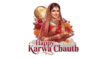 karwa chauth wife holding pooja thali png