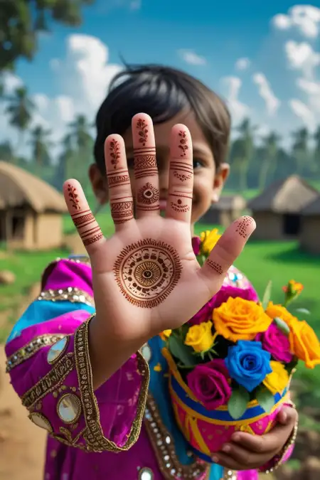 Kids Mehndi Design Ideas For Hariyali Teej - Free Hariyali Teej Mehndi Design Download