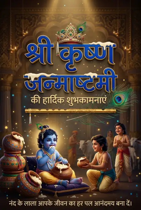 Krishna Janmashtami Ki Hardik Shubhkamnaye Wishes In Hindi - Free Shri Krishna Janmashtami Ki Hardik Shubhkamnaye In Hindi Download