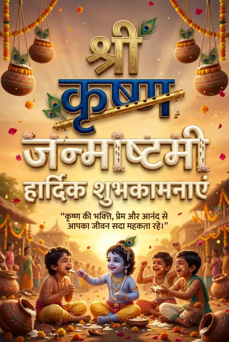 Krishna Janmashtami Social Media Post In Hindi - Free Shri Krishna Janmashtami Ki Hardik Shubhkamnaye In Hindi Download