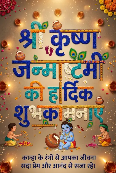 Krishna Janmashtami Whatsapp Wishes In Hindi - Free Shri Krishna Janmashtami Ki Hardik Shubhkamnaye In Hindi Download