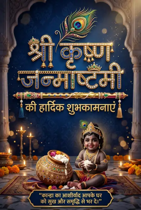 Laddu Gopal Janmashtami Wishes In Hindi Images - Free Shri Krishna Janmashtami Ki Hardik Shubhkamnaye In Hindi Download