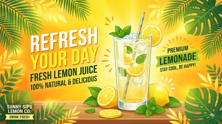 Lemon Juice Ad Banner Background - Free Lemon Juice Background Download