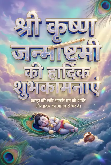 Lord Krishna Janmashtami Greeting Images In Hindi - Free Shri Krishna Janmashtami Ki Hardik Shubhkamnaye In Hindi Download