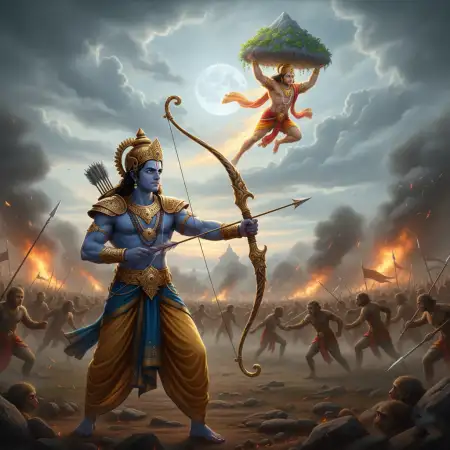 Lord Rama Battle Background Ramayana Style - Free Background Download