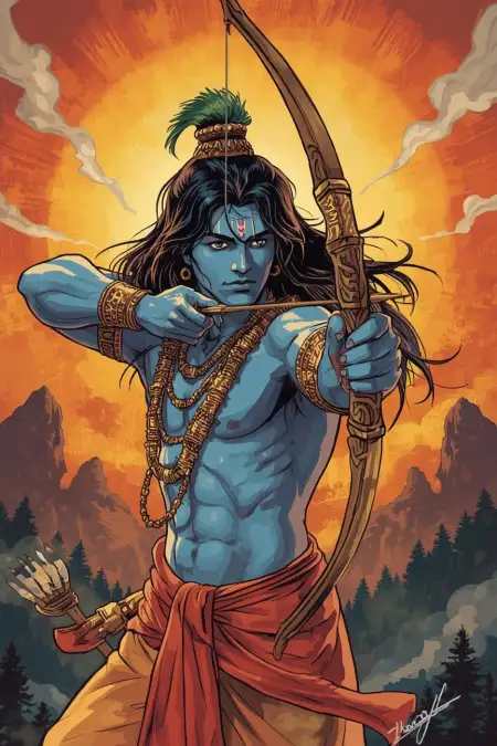 Lord Rama Holding Dhanush Ban Idol Photo - Free Arrow Download