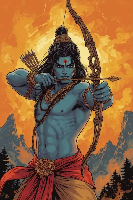 Lord Rama With Bow Arrow Silhouette Image - Free Arrow Download