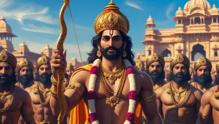 Lord Rama With Dhanush Ban Spiritual Artwork - Free Arrow Download