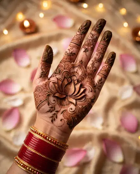 lotus flower karwa chauth mehndi design - Karwa Chauth Mehndi Design 2026