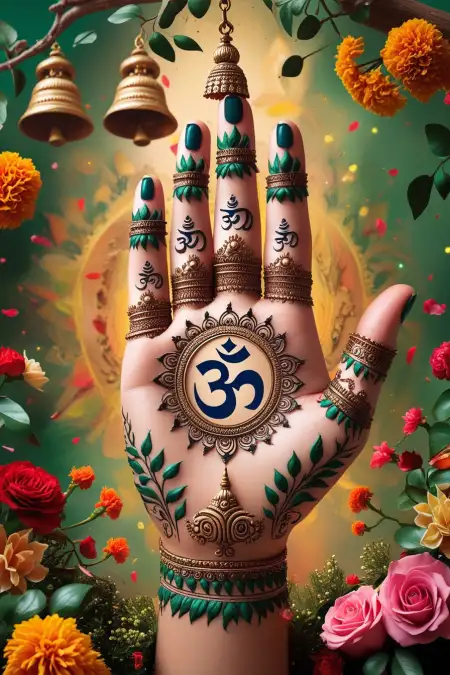 Lotus Mehndi Design For Sawan Season - Free Sawan Somwari Mehndi Design Download