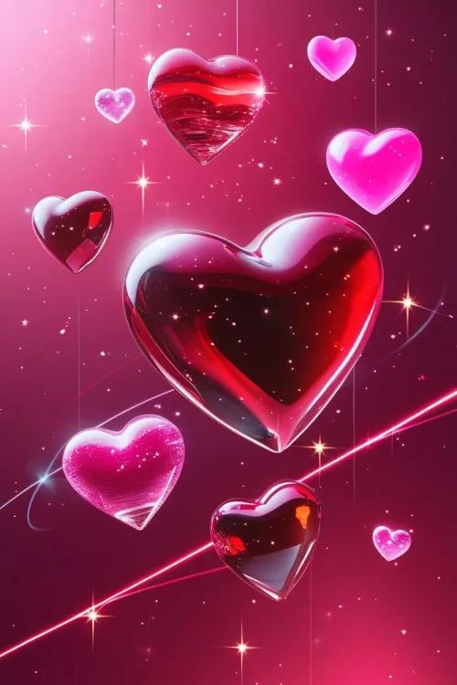 love-themed background with pink and red tones