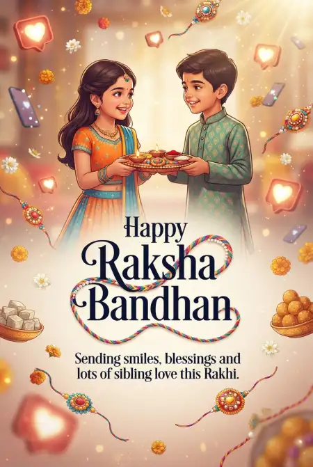 Lovely Raksha Bandhan Greetings For Kids - Free Happy Raksha Bandhan Greetings Download