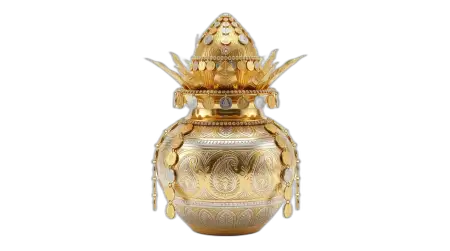 Luxury Golden Kalash With Coins Png - Free Golden Puja Kalash With Gold Coins Png Download
