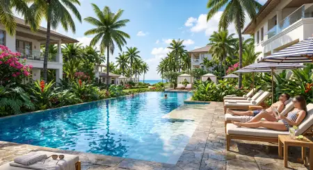 Free Luxury Poolside Summer Background With Blue Water Background Image Download