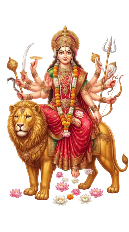 maa durga lion and lotus png transparent - Maa Durga Png