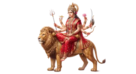 maa durga sitting on lion png transparent - Maa Durga Png