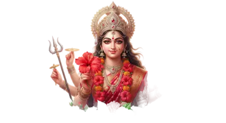maa durga with red hibiscus flowers png - Maa Durga Png
