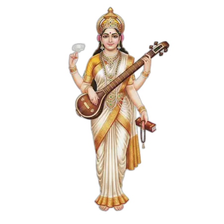 Free Maa Saraswati Png Vector Style PNG Image Download