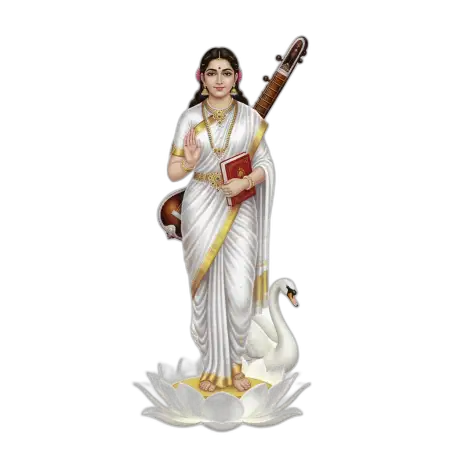 maa saraswati png white saree realistic image for digital poster