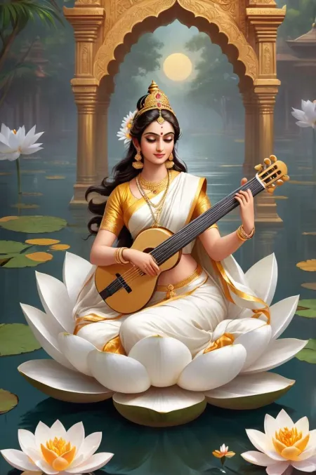 maa saraswati puja full hd images