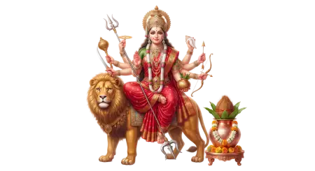 maa sherawali with red saree png - Maa Durga Png